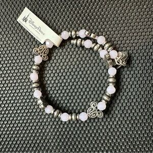 Disney Parks Alex & Ani Silver and Pink Beaded Wrap Bracelet
